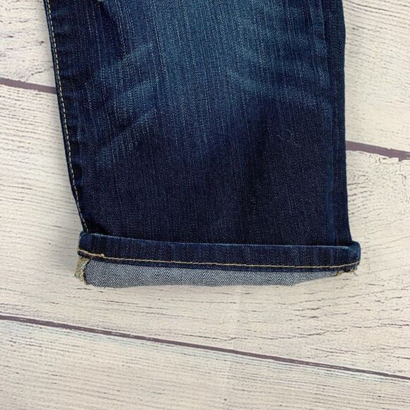 BKE Capri Jeans sz 28 Dark Wash Factory Fading Distressing 22" inseam - Picture 3 of 9